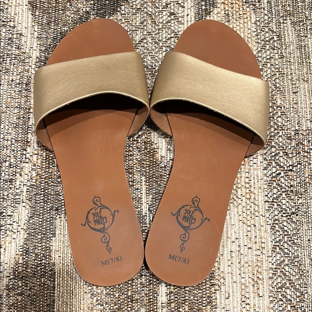 Gold Slide Sandals - Picture 2 of 4